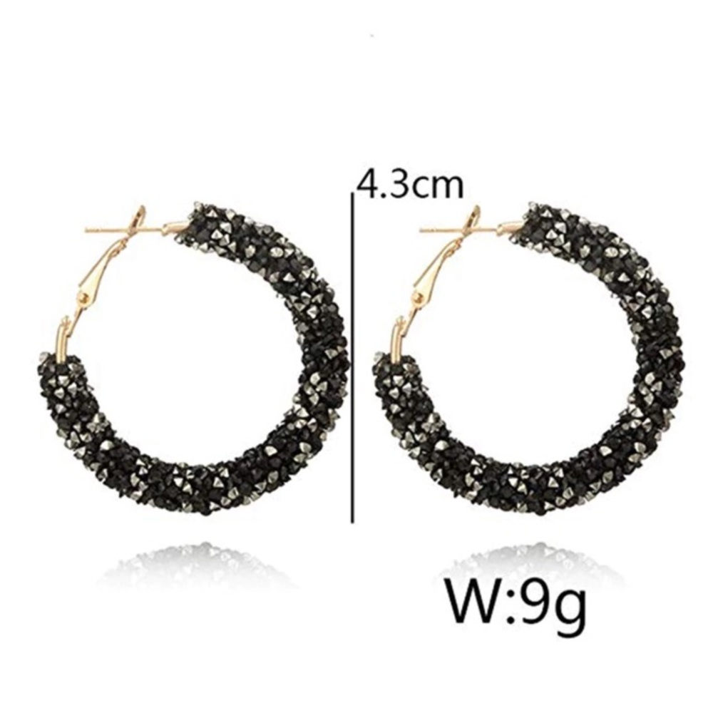 NEW!💙💎GLITTERING RESIN!🖤BLACK🖤DRUZY HOOPS!💎💙 - Picture 4 of 8